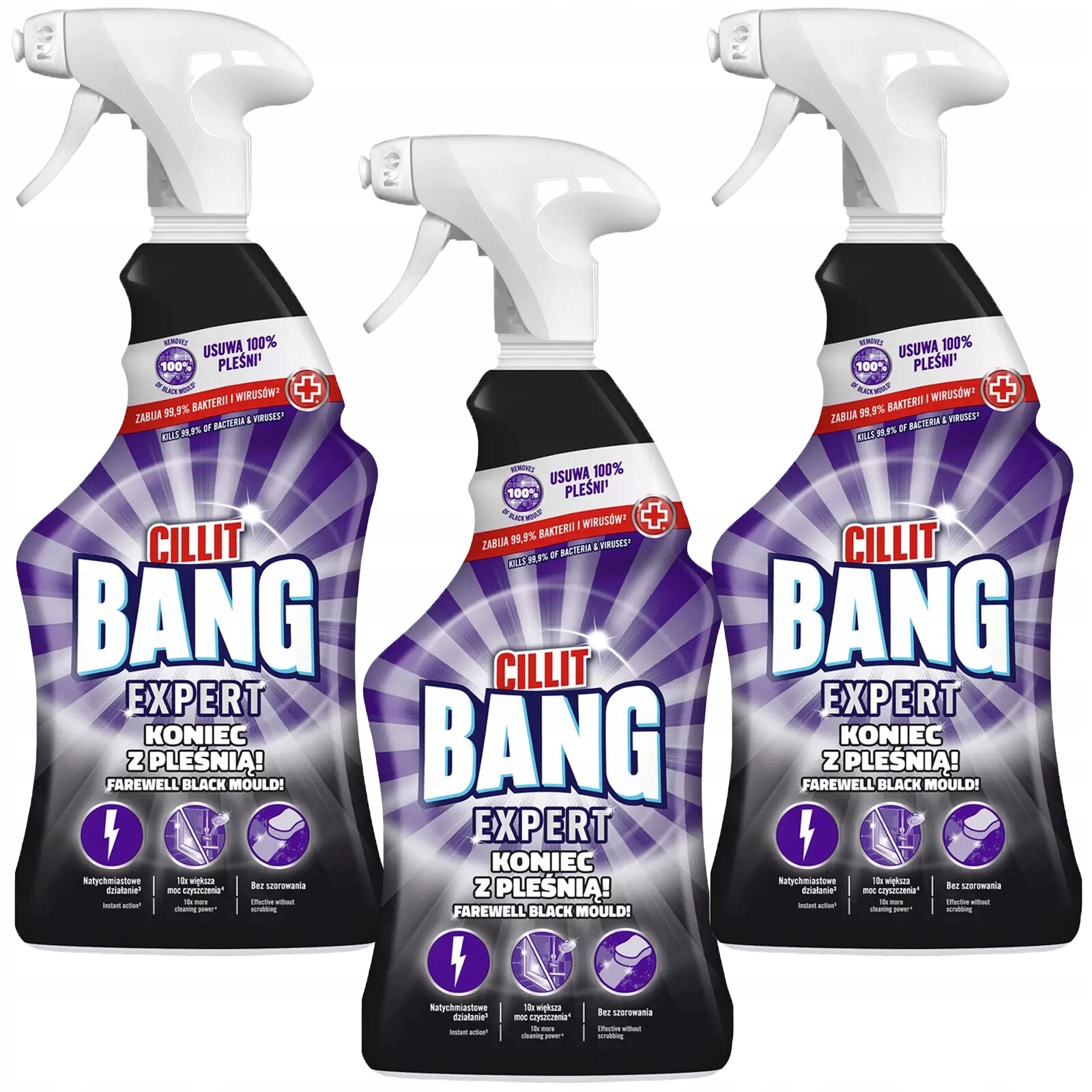 Cillit Bang Expert Plíseň a černé usazeniny Sprej na odstraňování plísní 3 x 750 ml