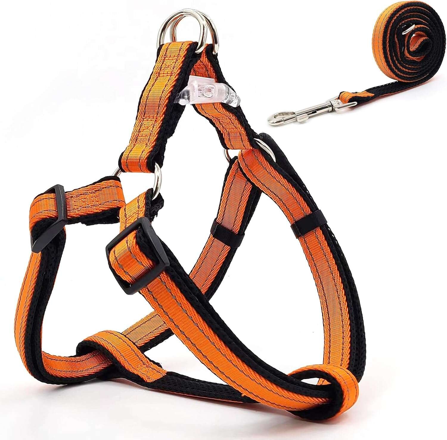 Postroj pro psa s vodítkem na procházky 120 cm, velikost S, barva oranžová