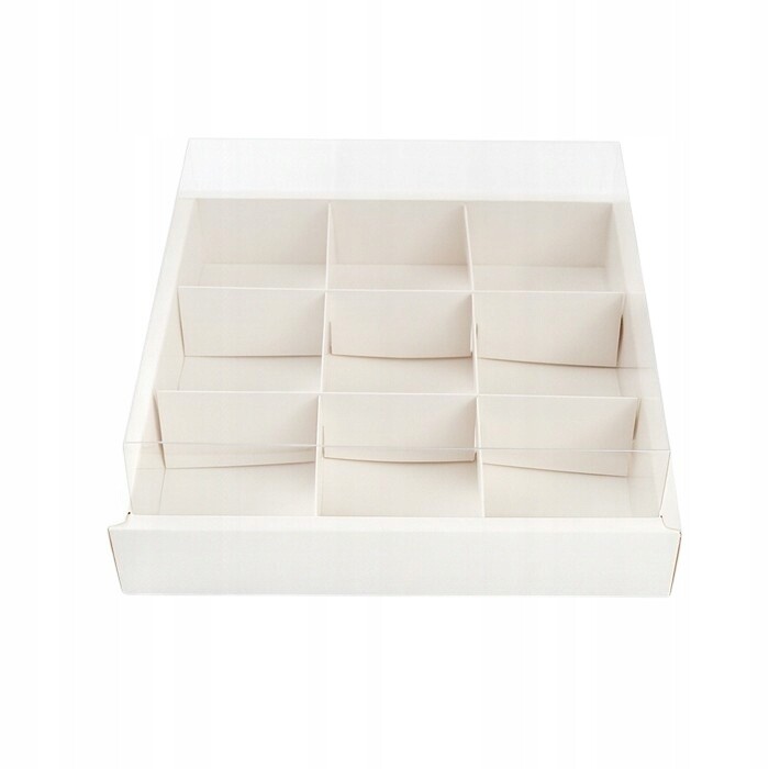 Krabička na 10 Ks porcí muffinů 9Š 35x35x10cm s průhledným víkem