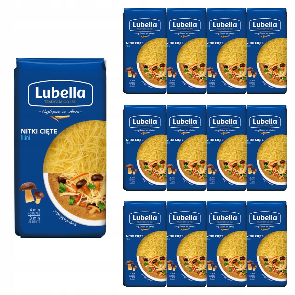 těstoviny Lubella s řezanou nití 400g x 12 kusů