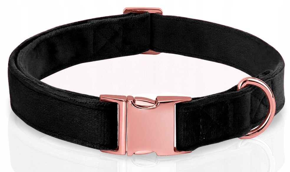 Nastavitelný sametový obojek pro psa 35-55cm L/XL, Barva: Černá