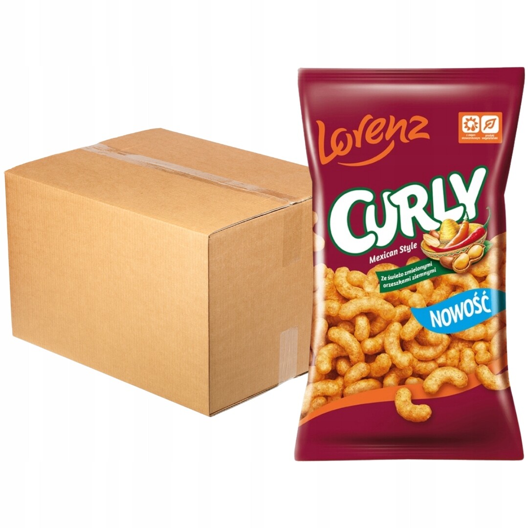 Lorenz Curly Kukuřičné křupky s příchutí pikantního chilli 100 g x 14 ks
