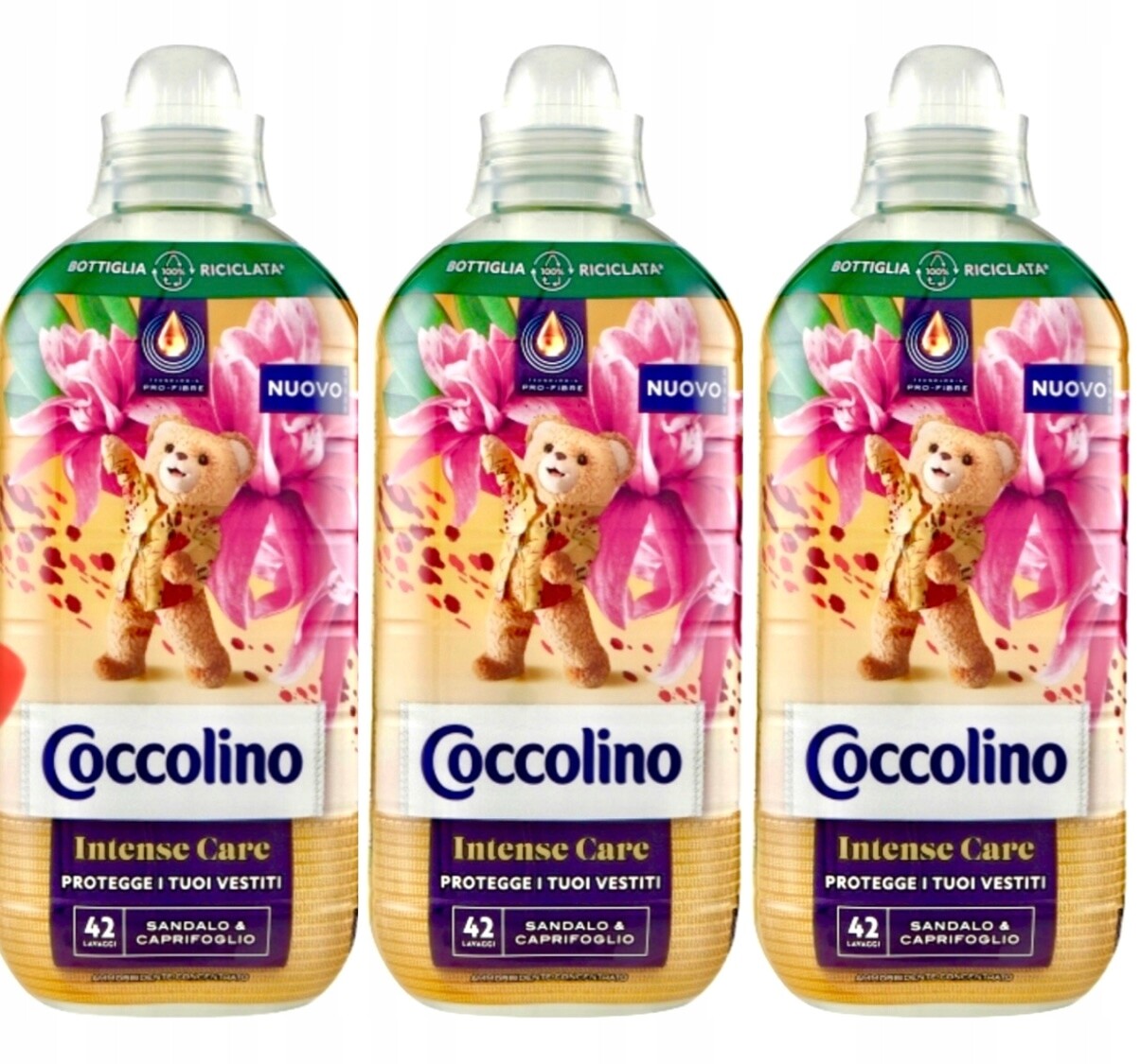 3x Coccolino Sandalo Caprifoglio tekutá aviváž Santalové Dřevo 980 ml