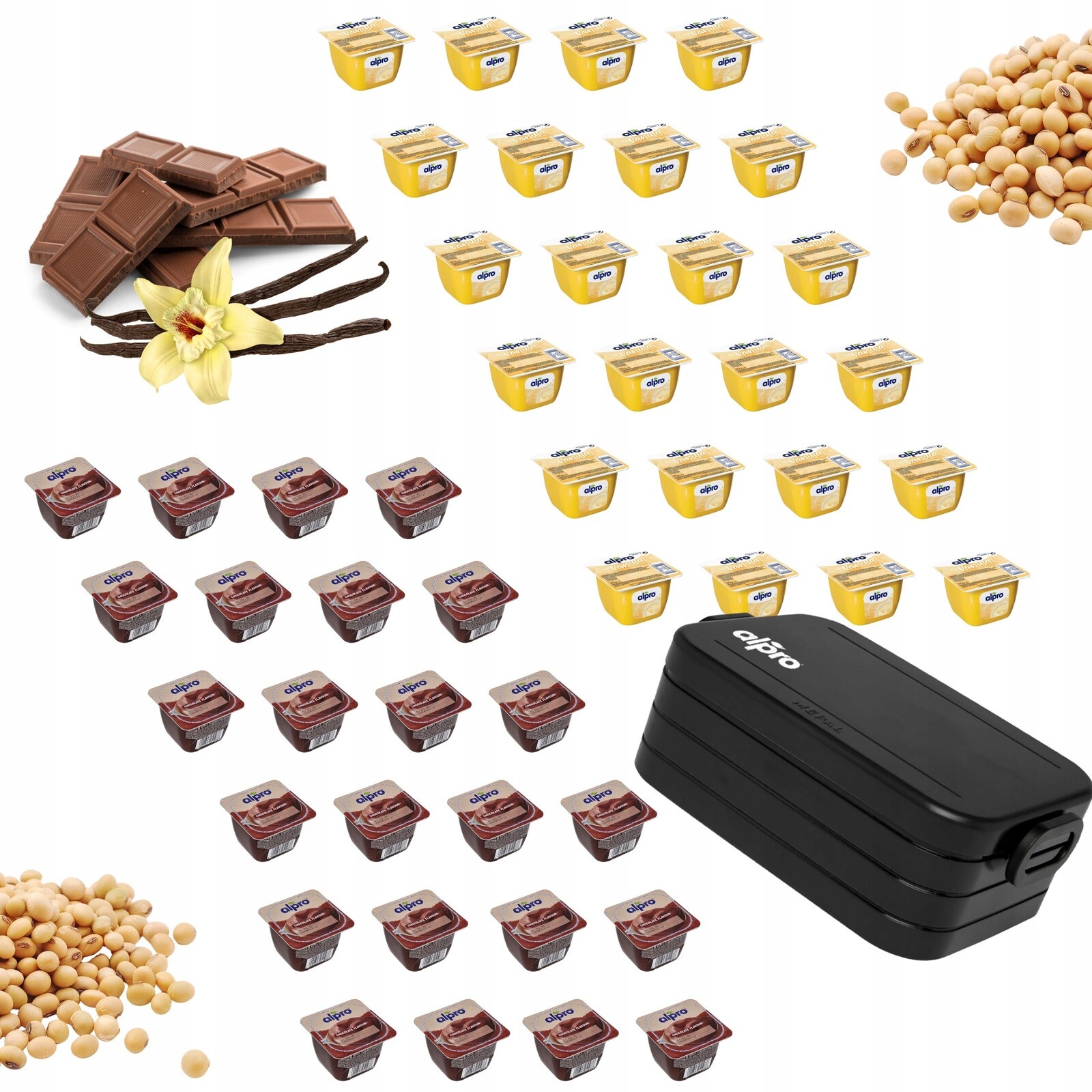 Alpro Dezertní sada sójová vanilka a čokoláda příchuť 48 dílů Dárek svačinový box