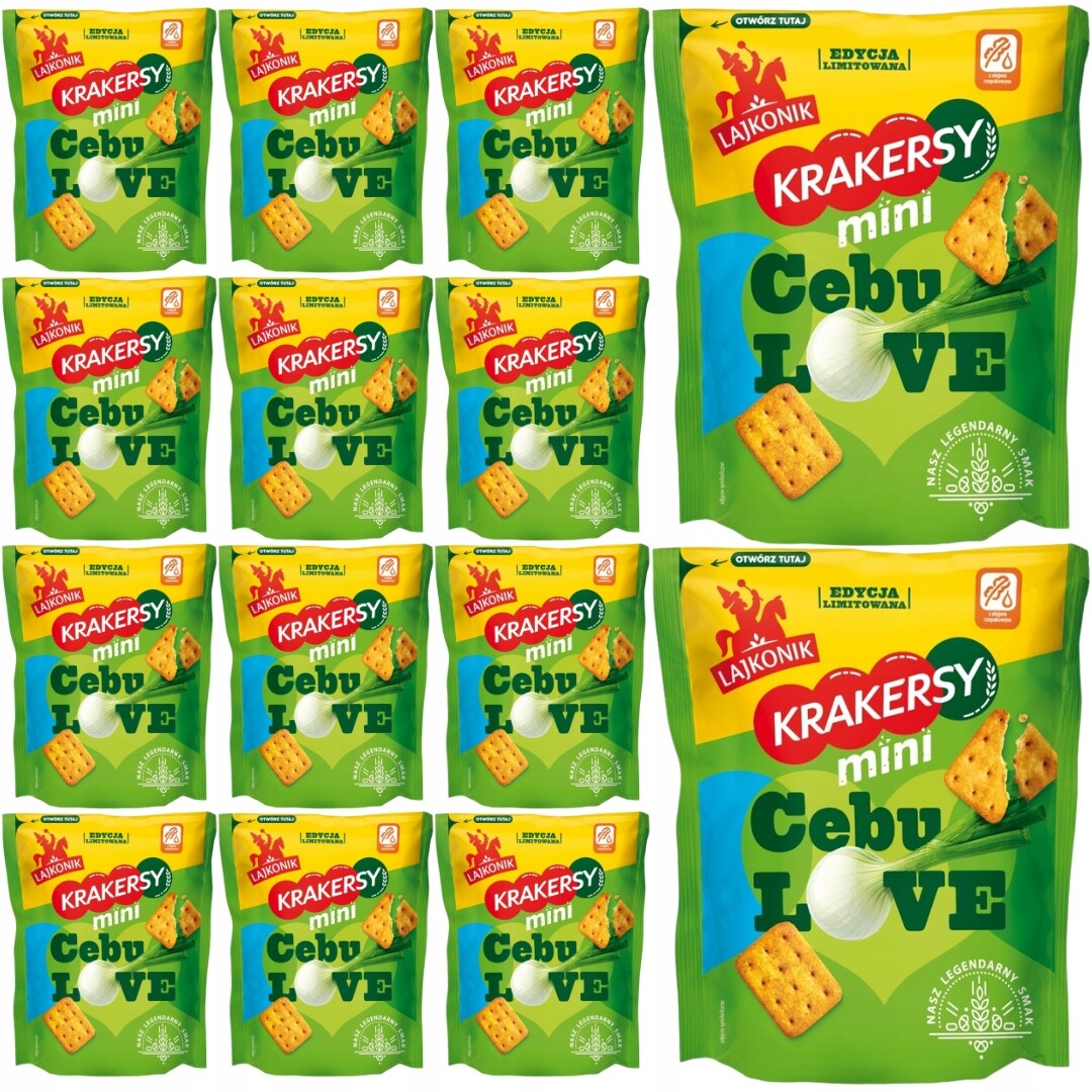 Lajkonik Mini Krekry s příchutí zelené cibulky 100 g x 14 kusů