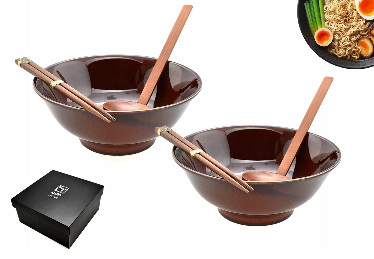 Sada 2 misek s lžícemi a paličkami – Ramen Iro 22 cm/1000 ml dárková krabička