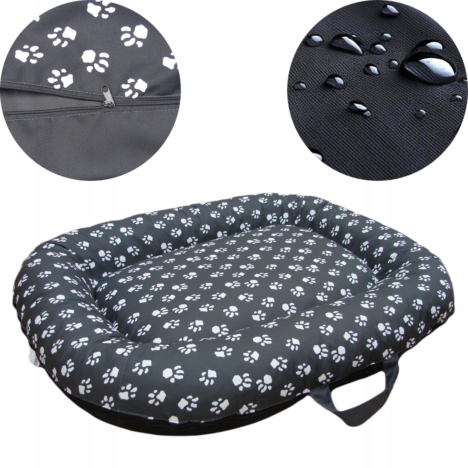 Pelíšek pro psy, malý ponton, tlapky, pohovka potah šedý S 75/60 R.1