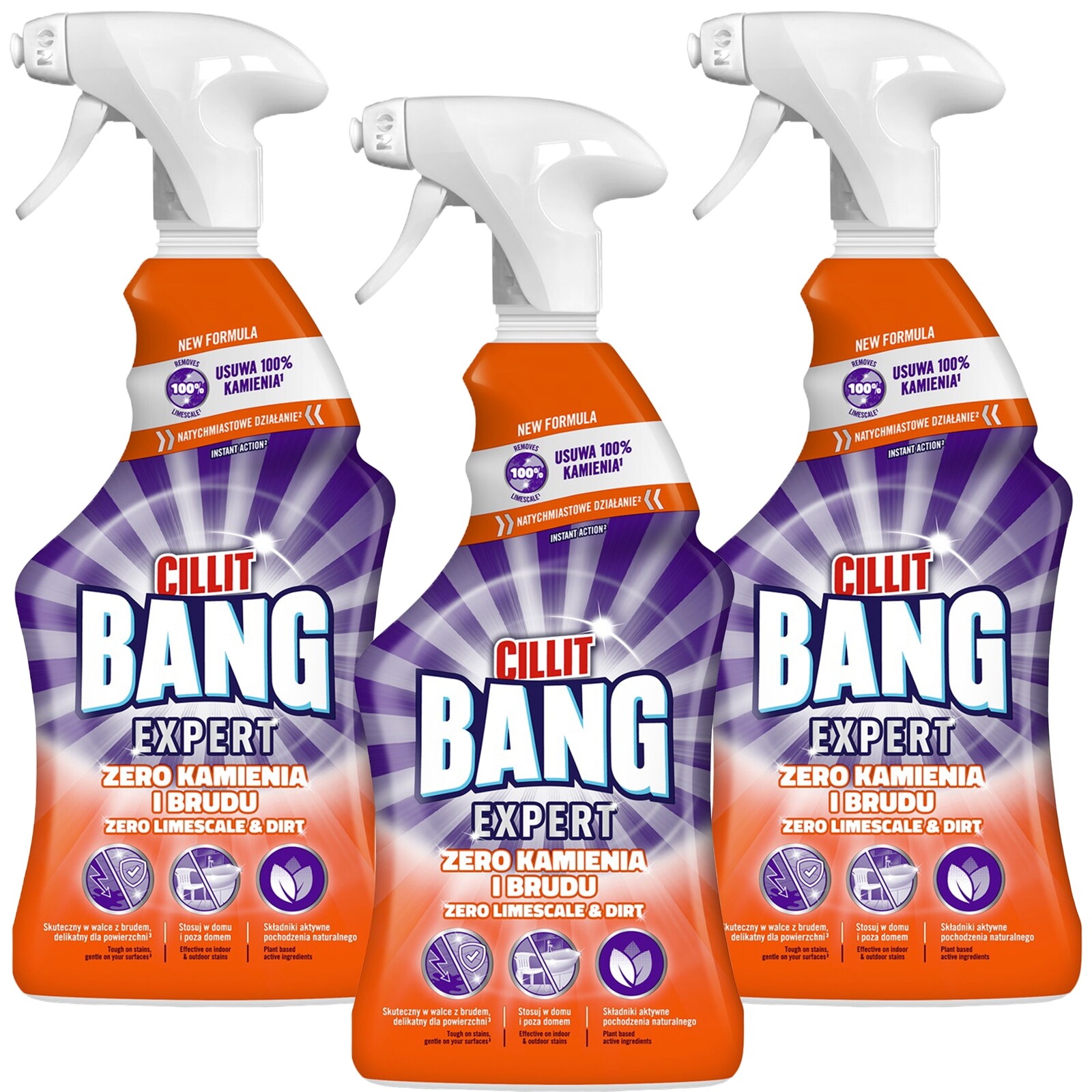 Cillit Bang Expert Nula kamene a špíny Sprej do koupelny a kuchyně 3x750 ml