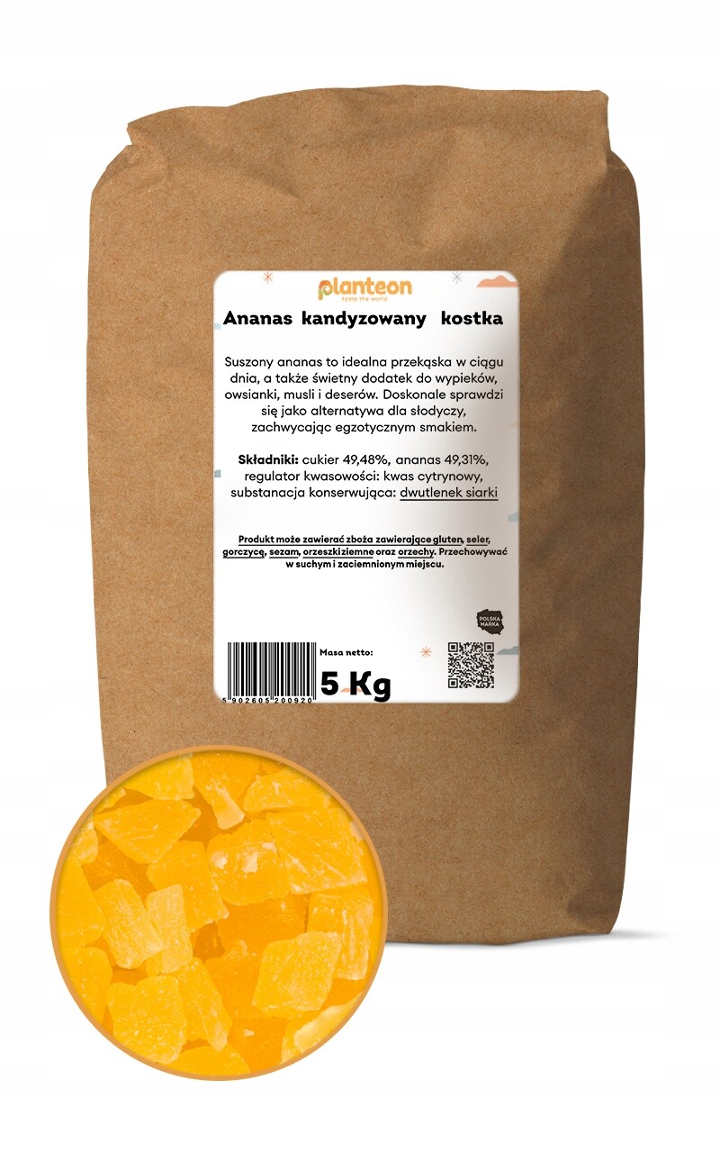 Ananas kandovaný kostka 5 kg náhrada sladkostí rychlá svačinka