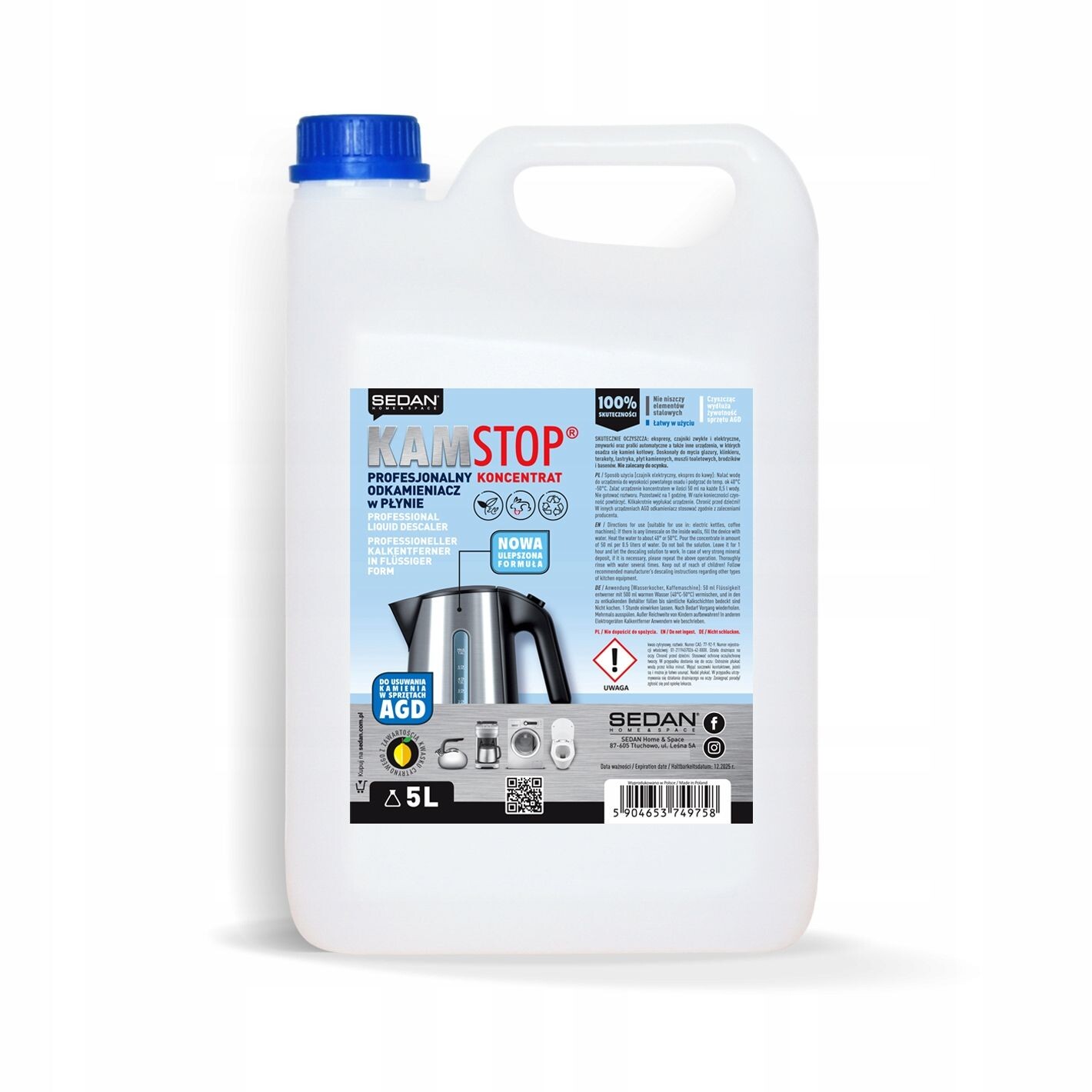 Kamstop Odvápňovač Koncentrát do kávovarů a konvic 5l Polský Produkt Č. 1