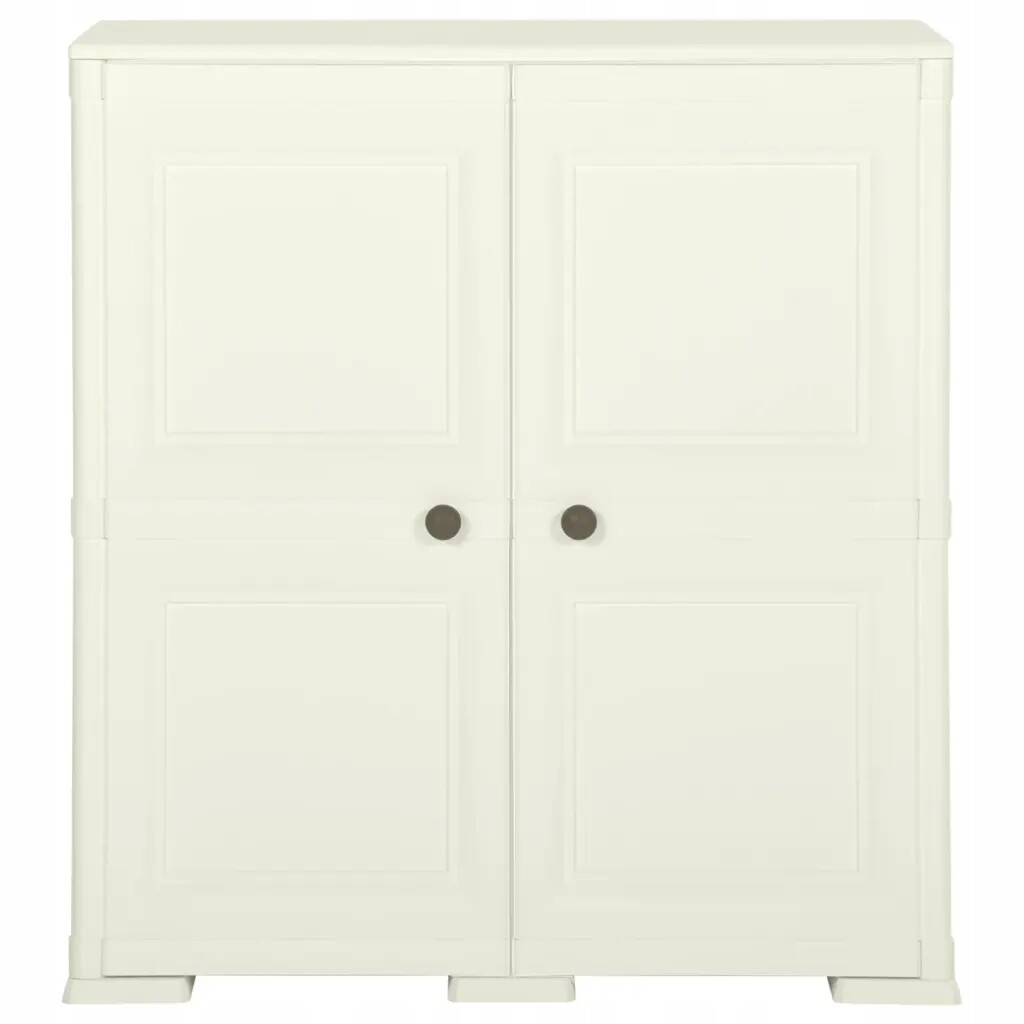 vidaXL Plastová skříňka, 79 x 43 x 85,5 cm, vzhled dřeva, vanilková barva