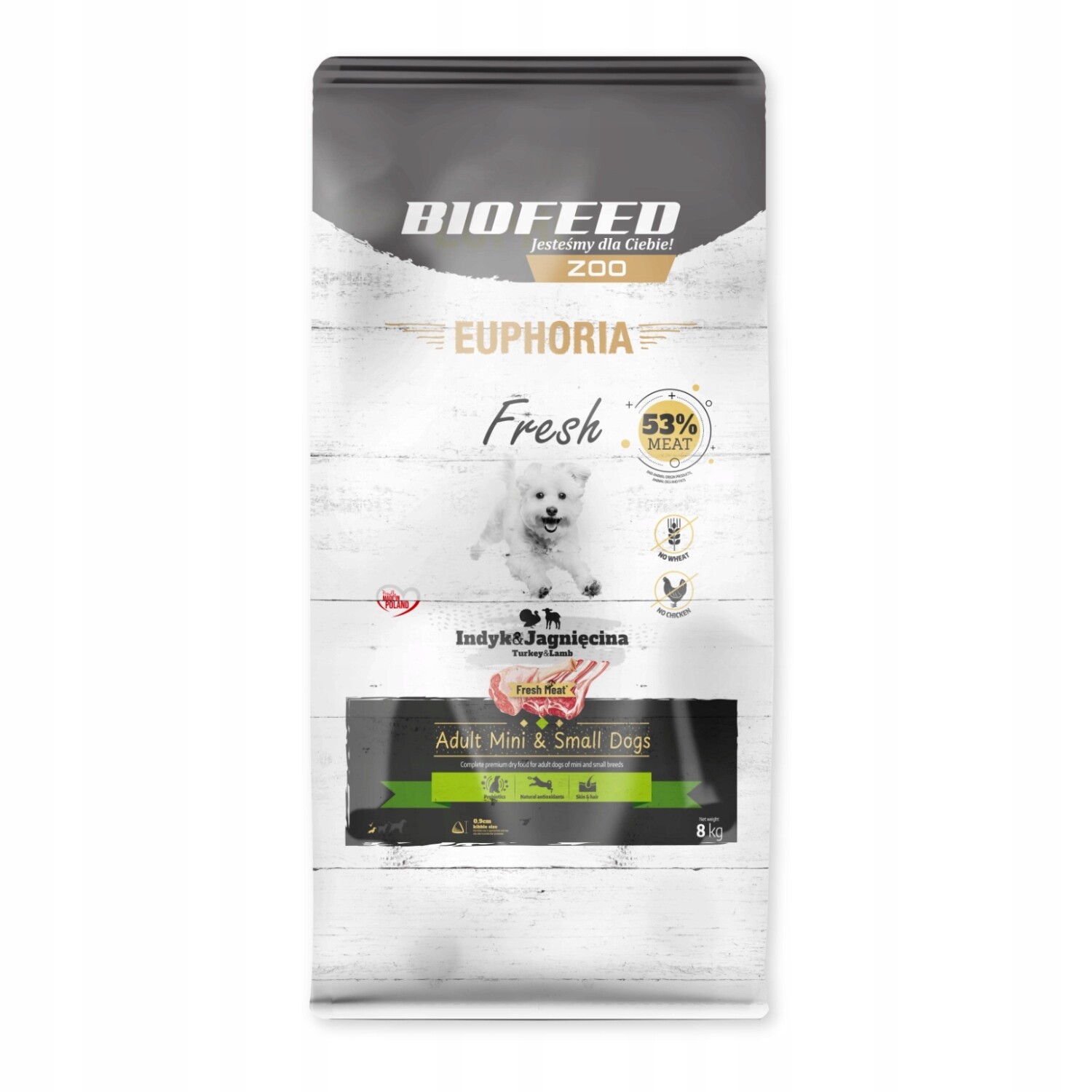 Euphoria Fresh Meat Adult Krůta a jehněčí maso Suché krmivo pro psa Xs/s 8 kg