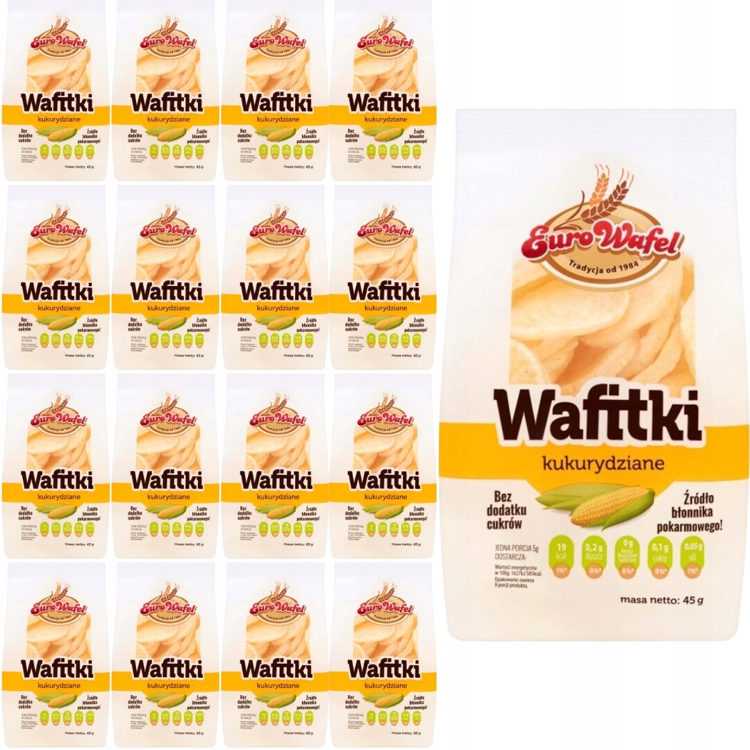 Eurowafel Kukuřičné vafle 45 g x 18 kusů