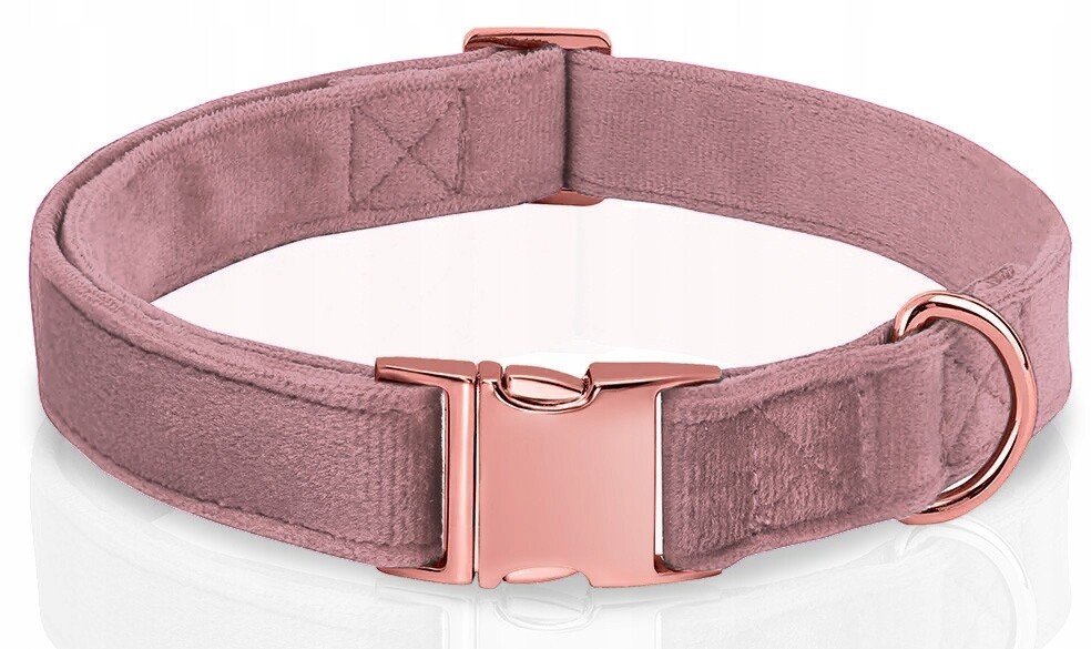 Nastavitelný sametový obojek pro psa 27-45cm S/m, Barva: Růžová