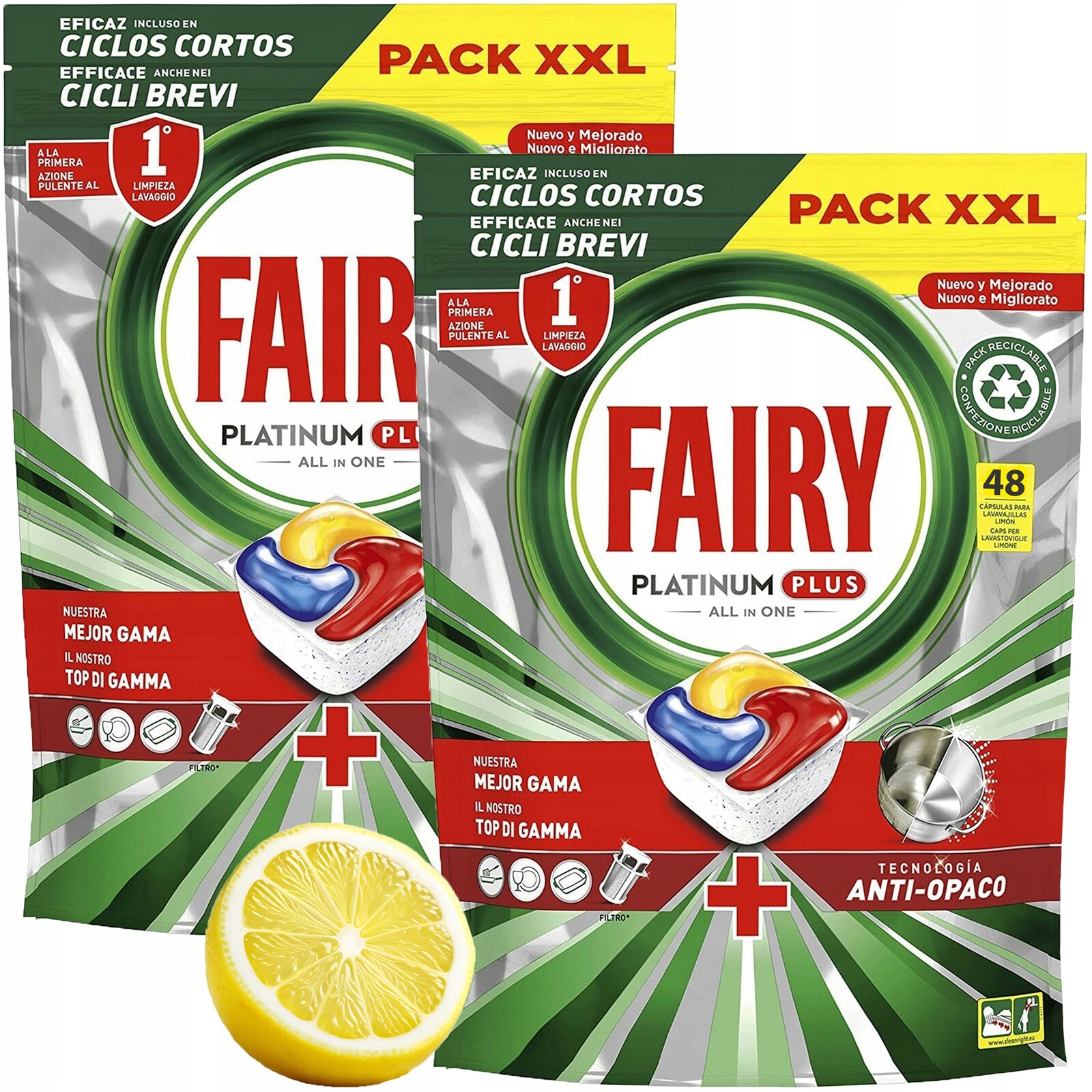 Kapsle do myčky nádobí Fairy Platinum Plus All in One 96 Ks Citronové