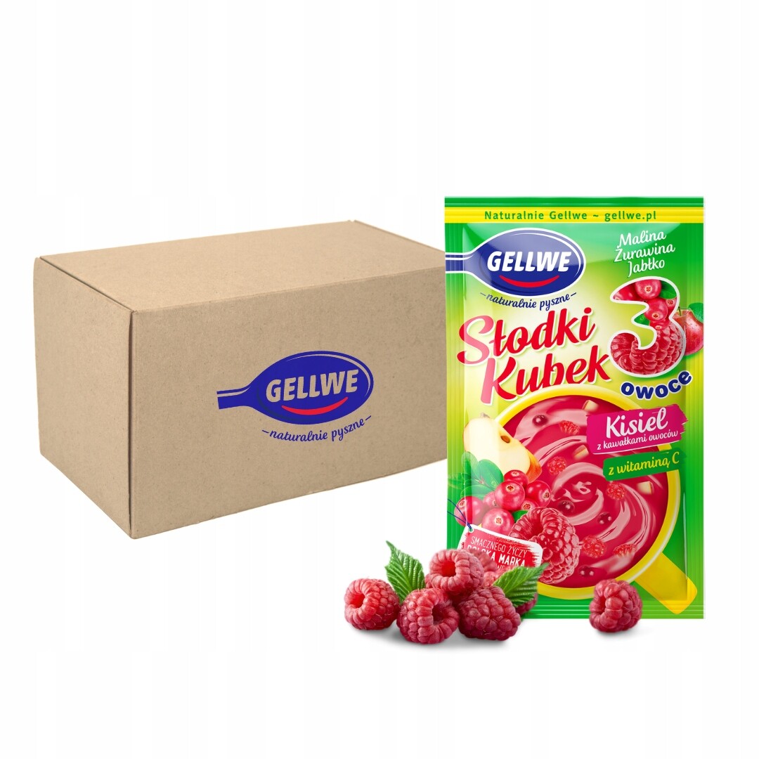 Gellwe Sladký Kysel s kousky plodů malina-brusinky-jablko 30 g x 30 ks