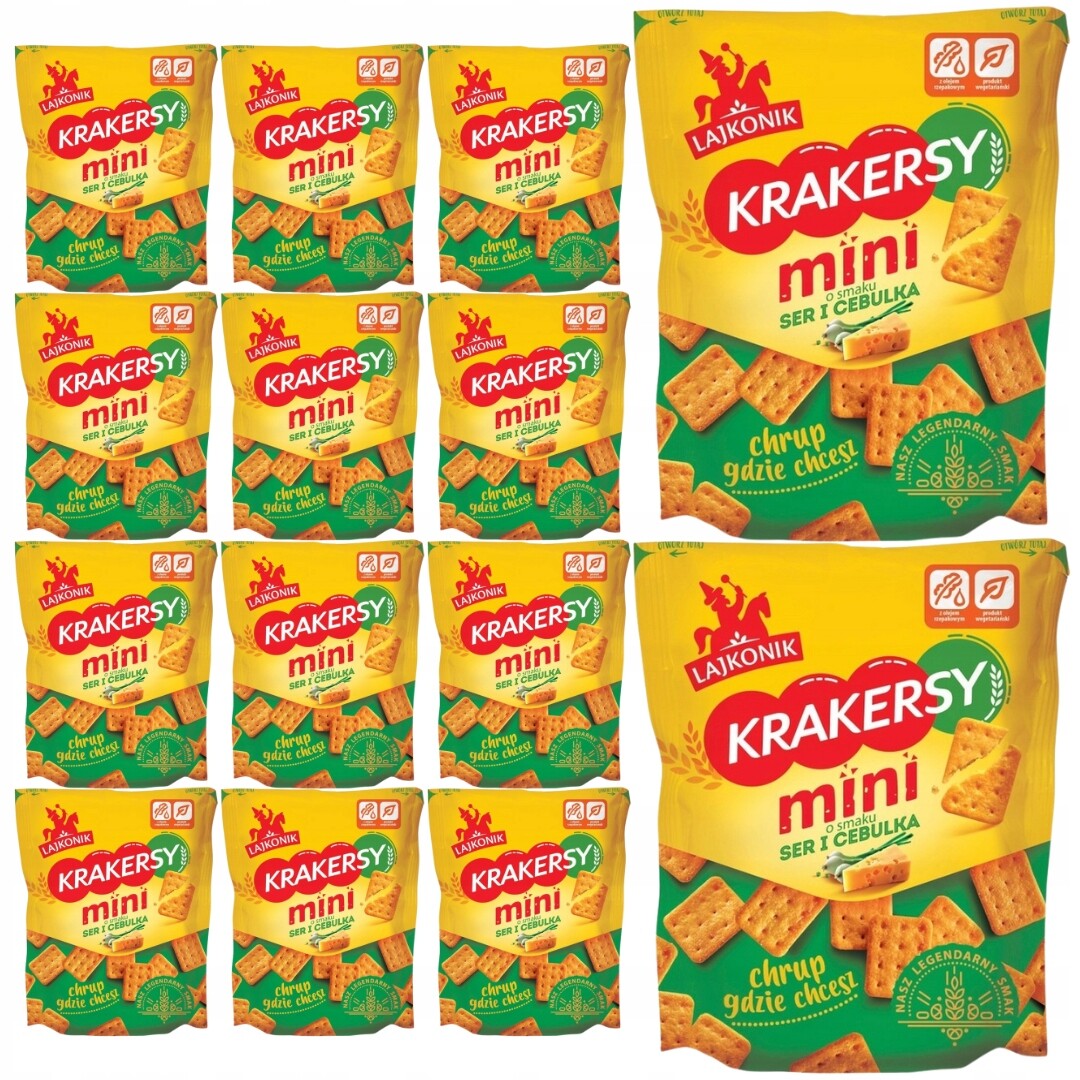 Lajkonik Krakers mini s příchutí sýr cibulka 100 g x 14 kusů