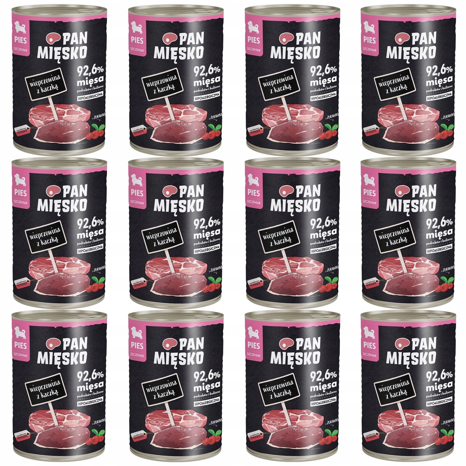 Pan Mięsko Krmivo mokré pro štěňata Vepřové Kachna 12 x 400 g