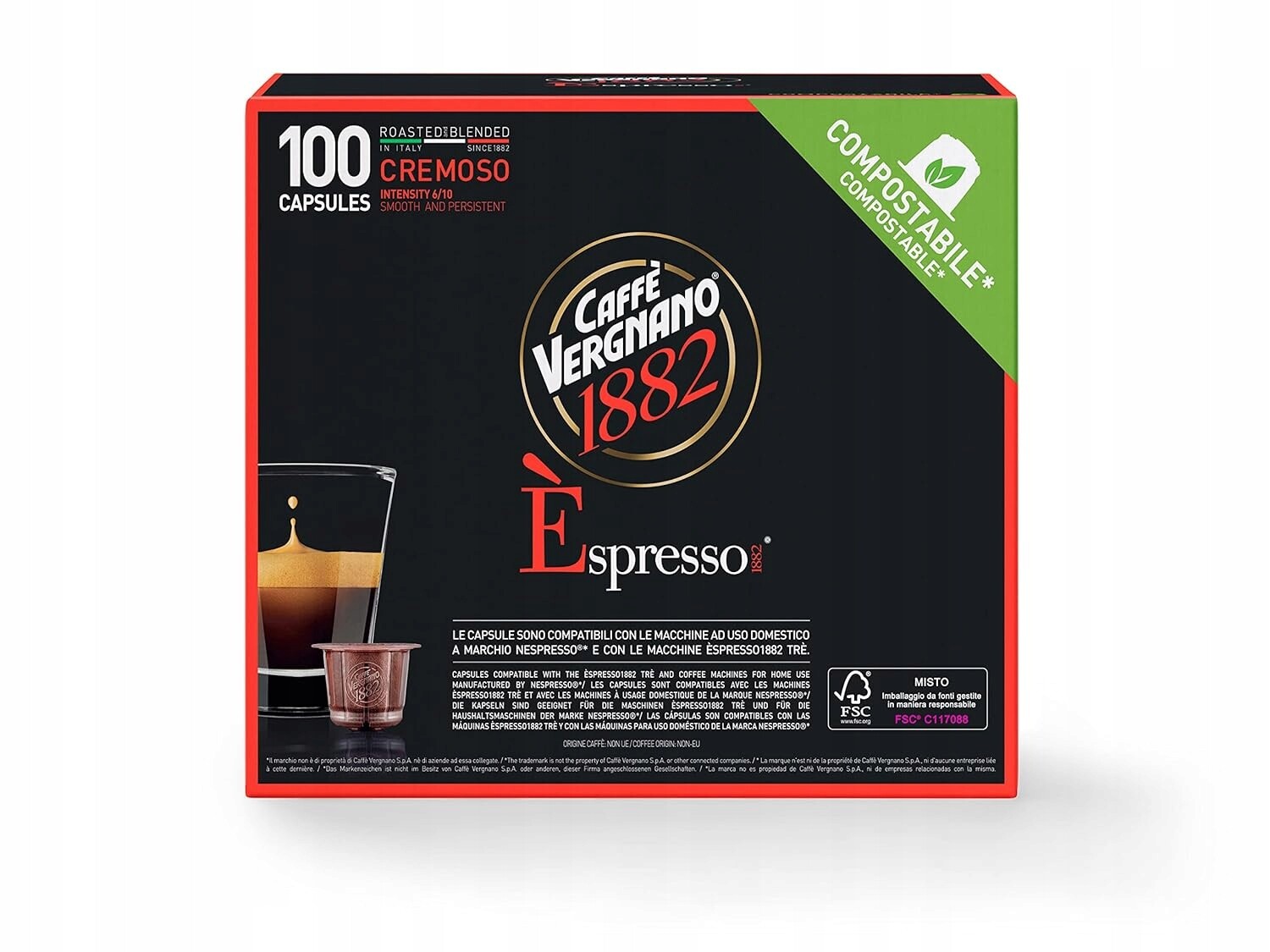 Caffe Vergnano cremoso Nespresso Kapsle káva 100 ks