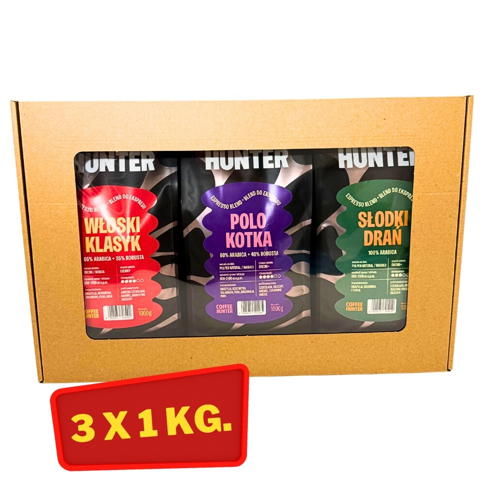 Dárková Sada kávy do kávovarů 3 x 1 kg Káva zrn