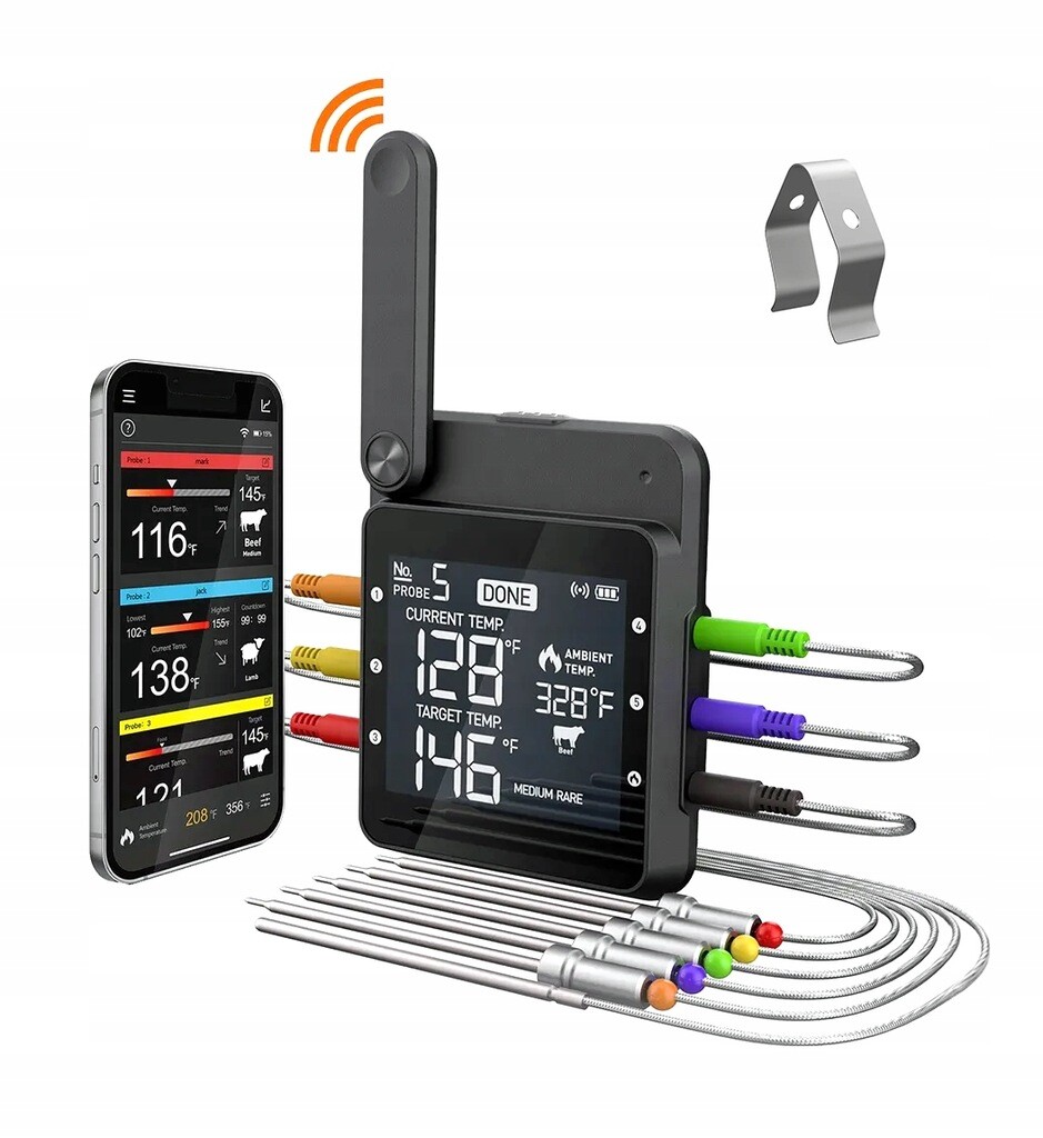 WiFi teploměr Bt Grill Udírna Trouba 3 Sondy Aidmax NC01