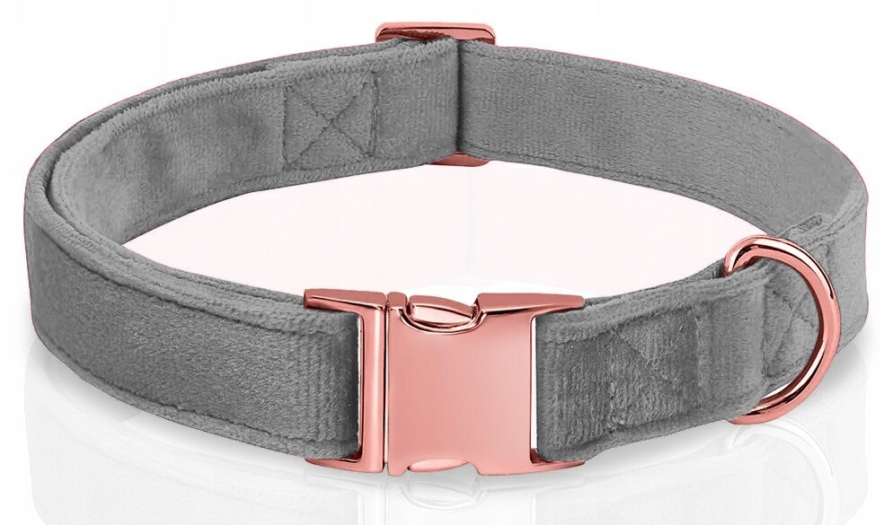 Nastavitelný sametový obojek pro psa 27-45cm S/m, Barva: Šedá