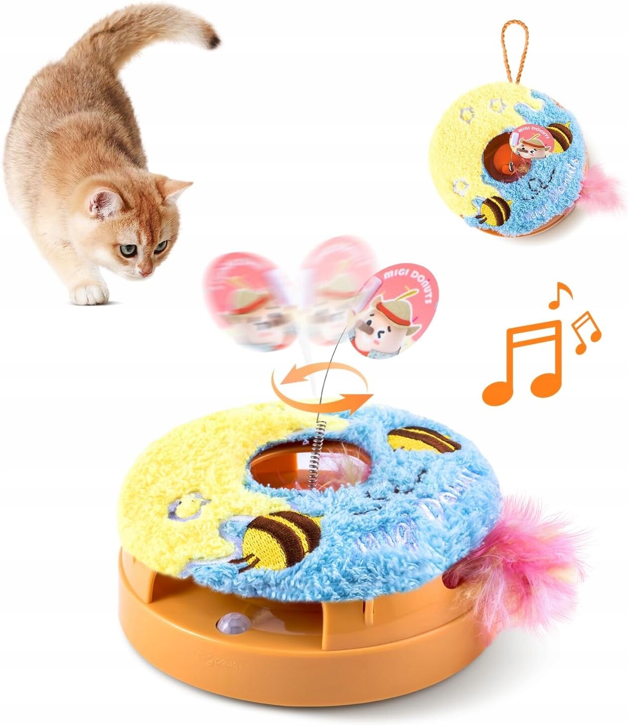 Hračka pro kočky – interaktivní elektrická kobliha s rotujícím perem