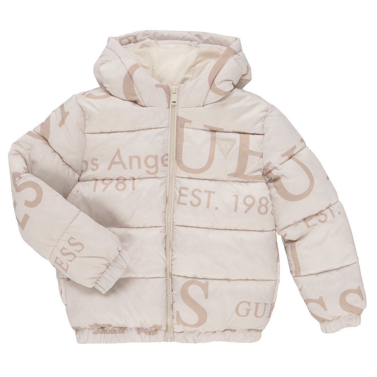 Guess  OVERSIZE HOODED LS PUFFER  Béžová