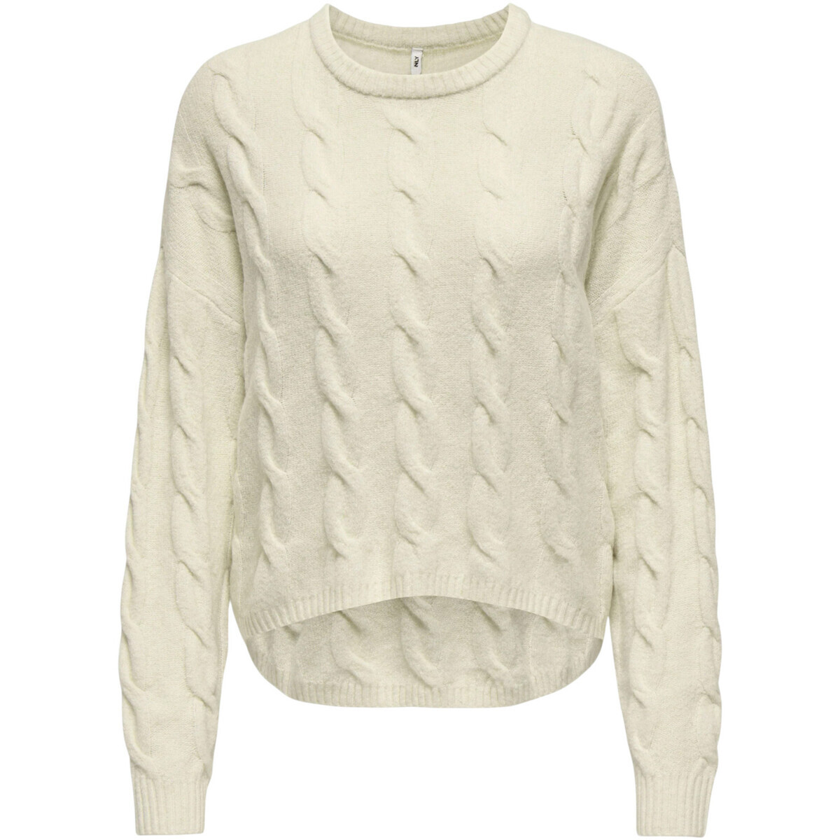 Only  ONLJEANETT LIFE LS CABLE O-NECK CC KNT 15350361  Bílá