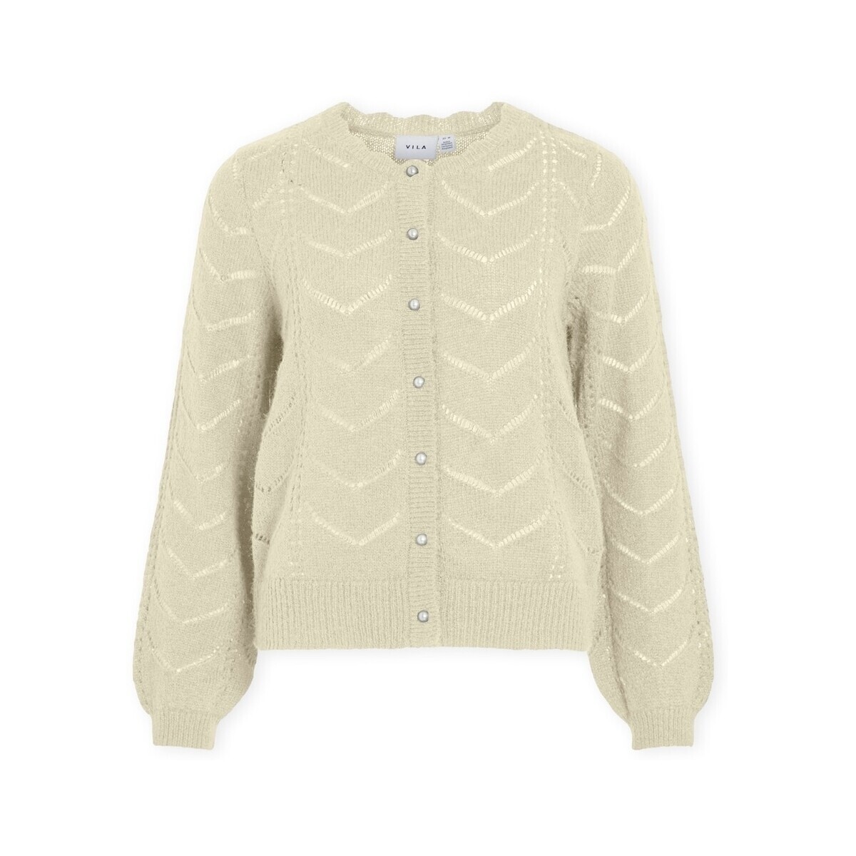 Vila  Cardigan Tuli L/S - Super Light Natural Melange  Béžová