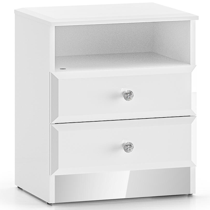 Noční stolek Glamour 04 bílá lesk