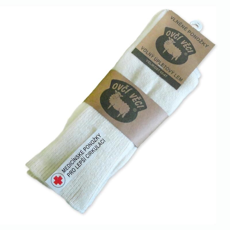 Ovčíno Medicínské bílé ponožky z ovčí vlny sada 2 páry