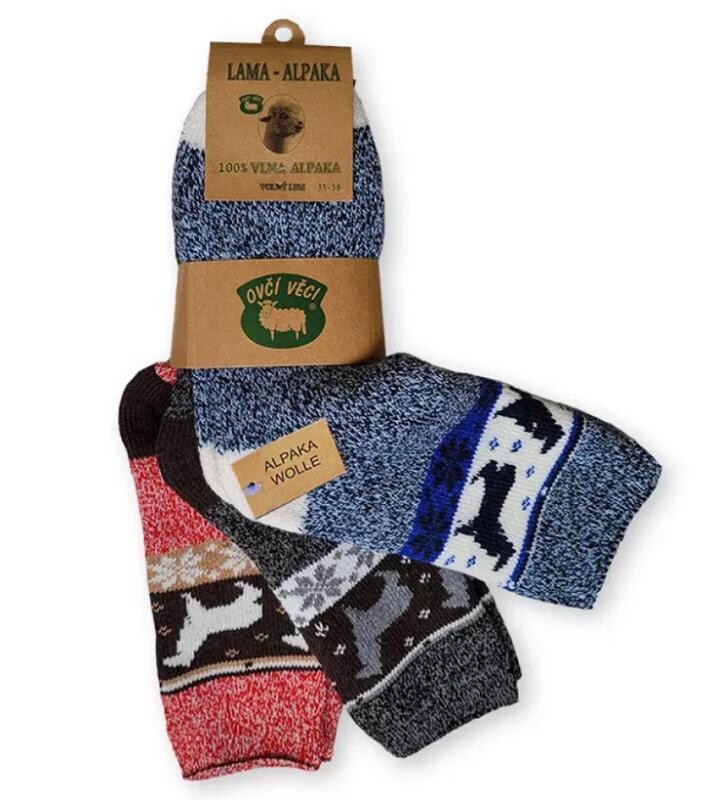 Ovčíno Lama Alpaka dámské vlněné ponožky sada 3 páry