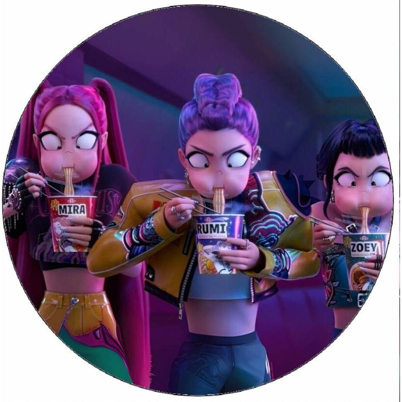 Jedlý papír K-pop Lovkyně démonů Mira, Rumi a Zoey - nudle  19,5cm - Pictu Hap