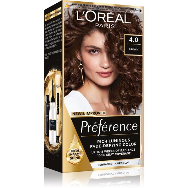 L’Oréal Paris Préférence permanentní barva na vlasy odstín 4.0 Tahiti Brown 1 ks