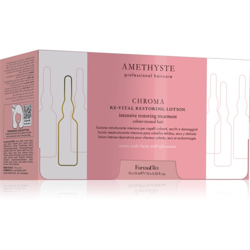 FarmaVita Amethyste Chroma hedvábná regenerační péče pro barvené vlasy 10x10 ml