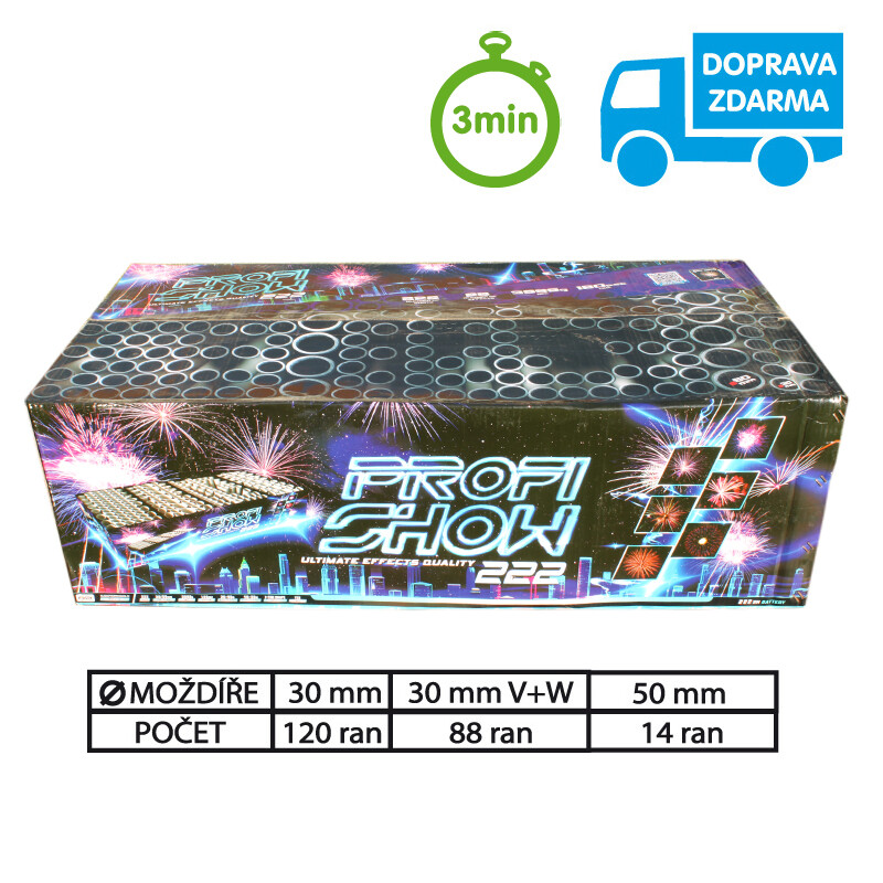SLOŽENÝ OHŇOSTROJ PROFI SHOW 222 RAN 30 mm+50 mm