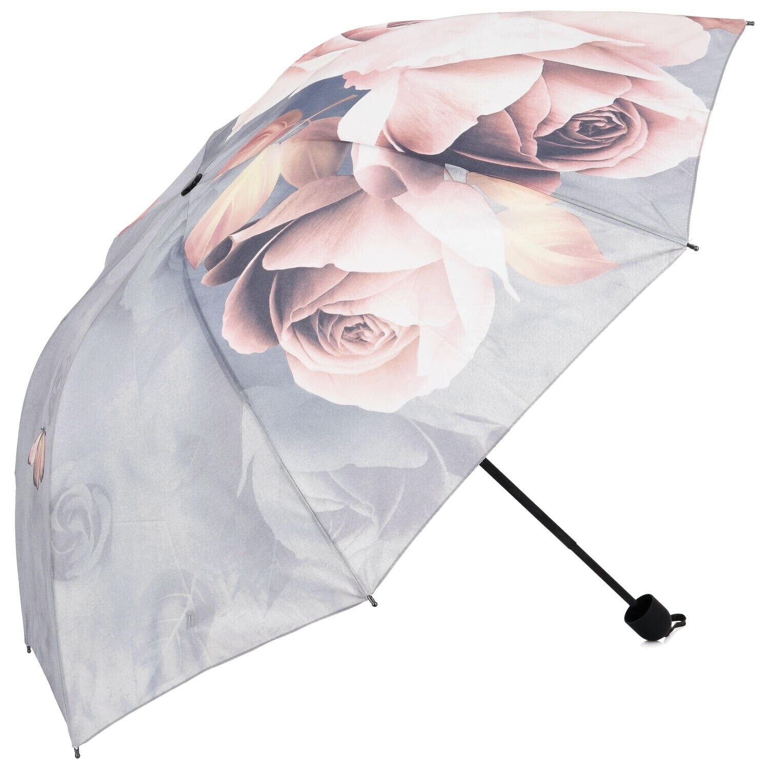 Stylový deštník s růžemi, šedá - růžová