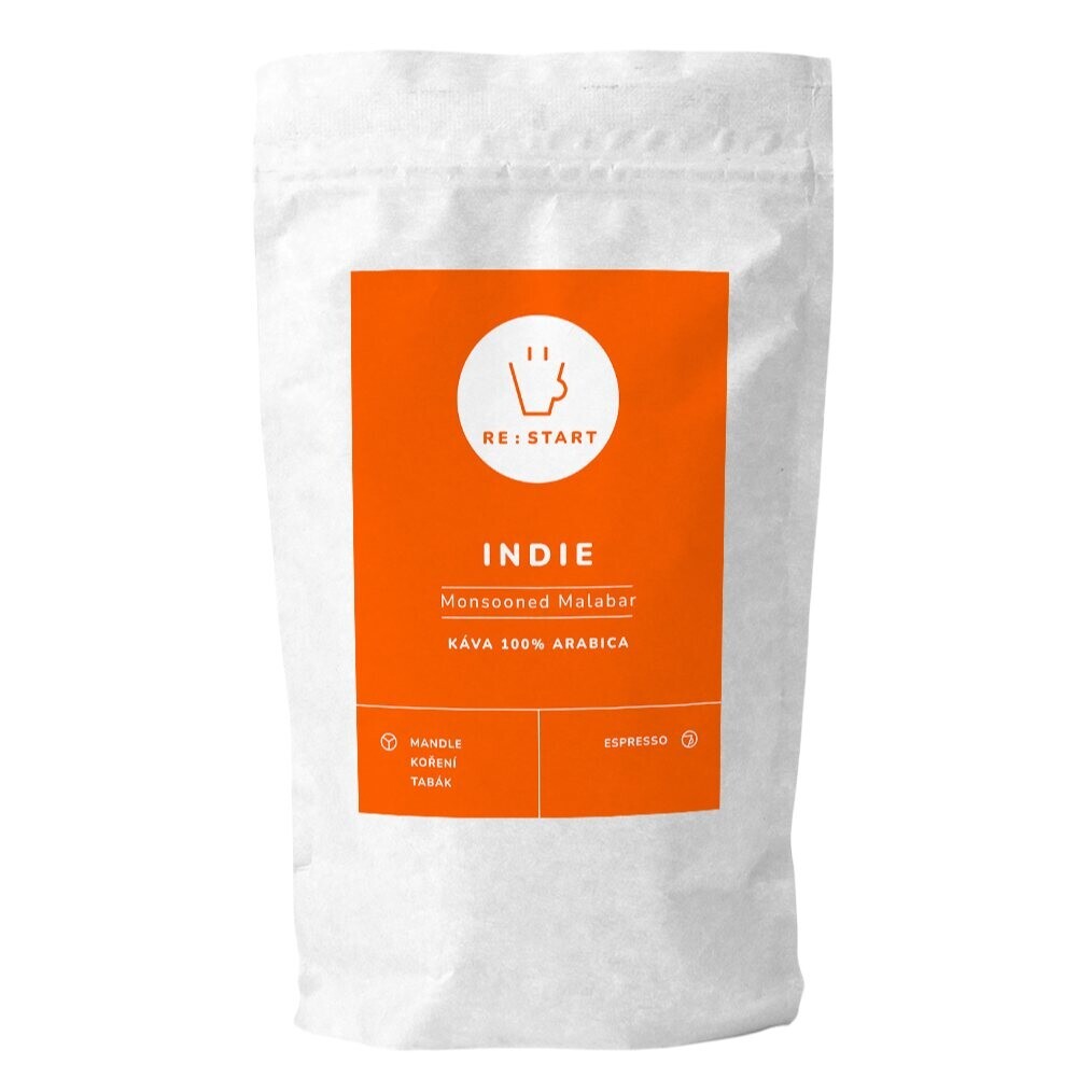 RE:START coffee Zrnková káva INDIE - MALABAR AA ASPINWAL 250 g, RE:START