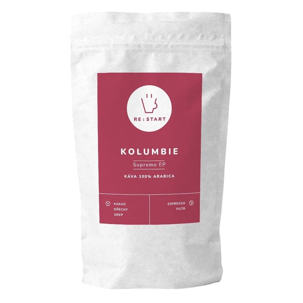 RE:START coffee Zrnková káva KOLUMBIE - SUPREMO EP 250 g, RE:START