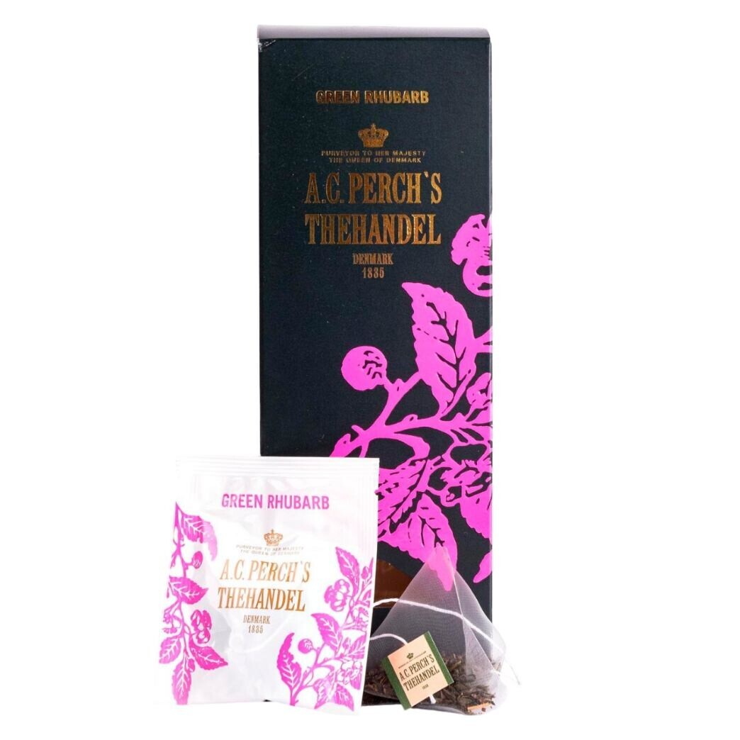 Zelený čaj GREEN RHUBARB, 25 čajových sáčků, A.C. Perch's Thehandel