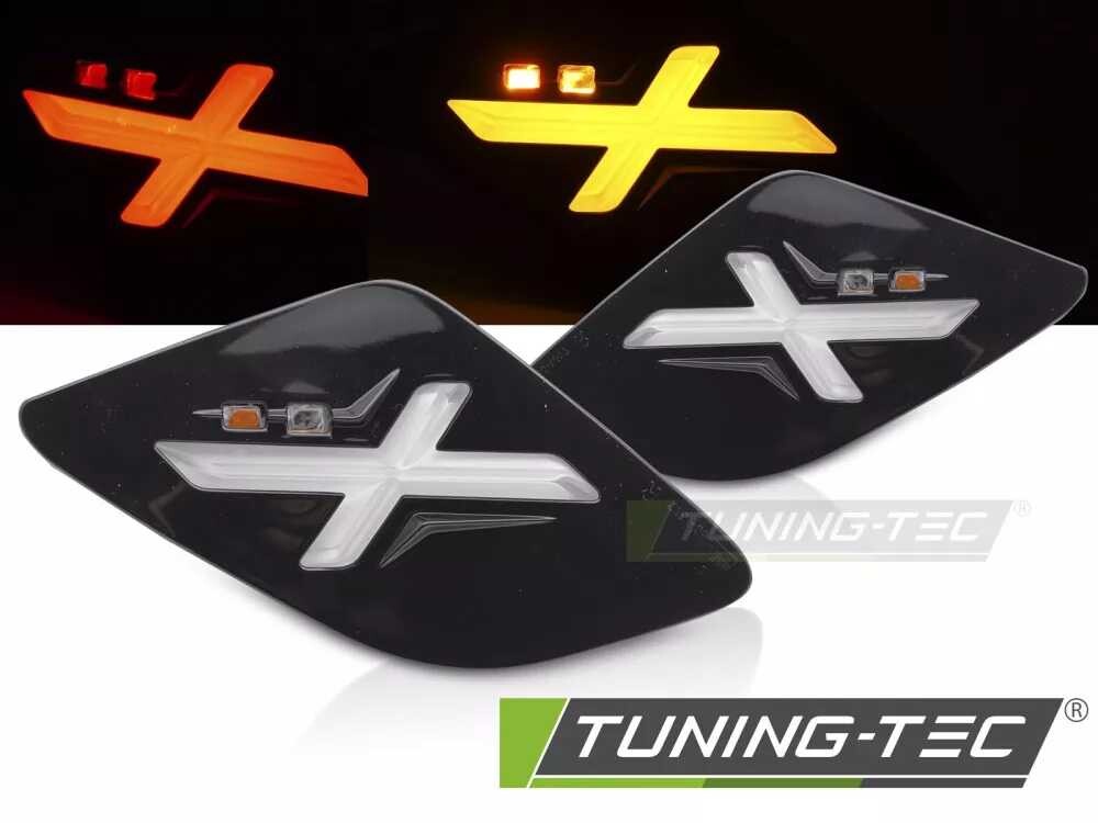 ZADNÍ SMĚROVÁ LESKLÁ ČERNÁ LED SVĚTLA PRO VESPA GTS / GTV 300 ccm