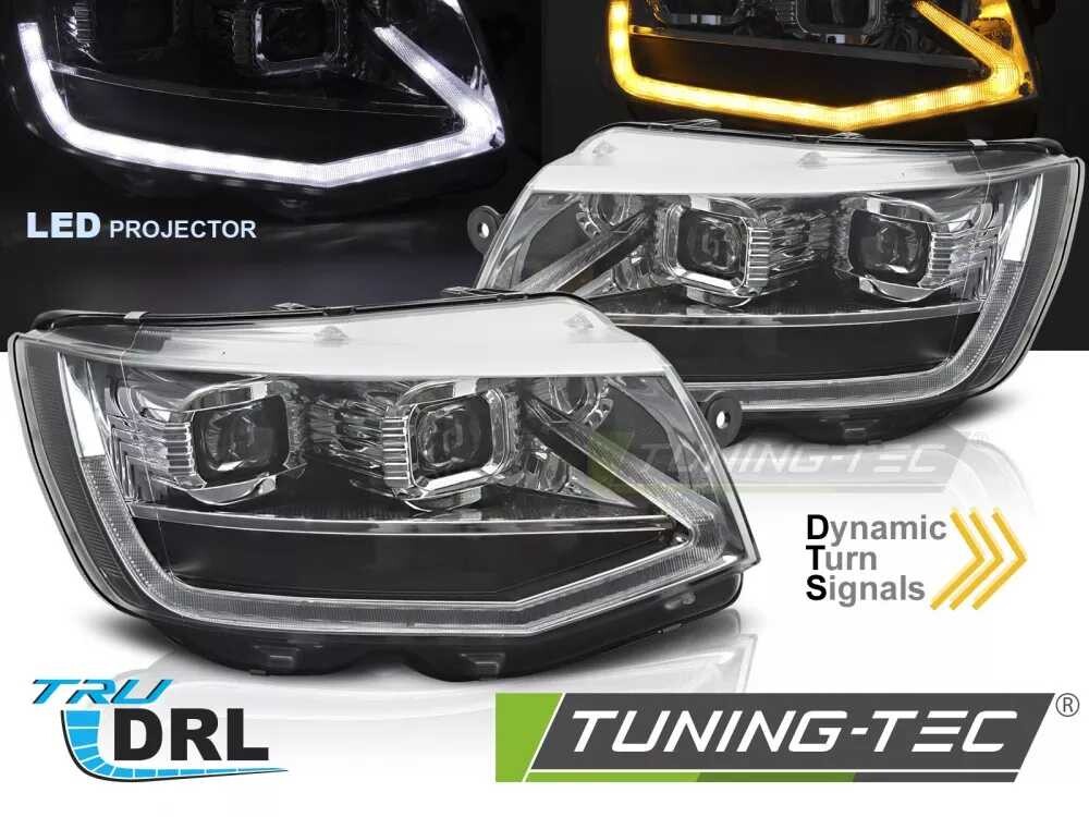 LED HEADLIGHTS TUBE LIGHT CHROME DRL SEQ fits VW T6 15-19