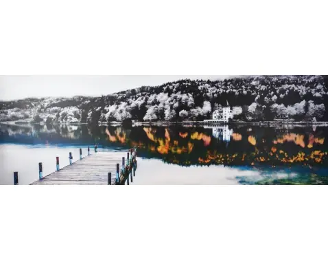 Obraz na plátně Krajina 150x50 cm, černobílá/barevná