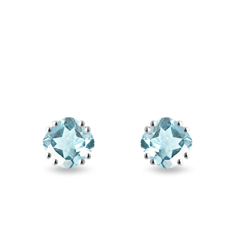 Náušnice pecky se sky topazy v bílém zlatě KLENOTA