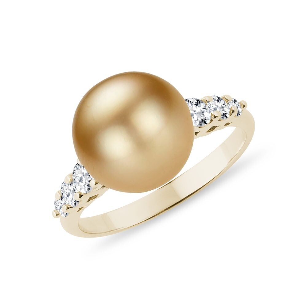 Diamantový prsten s perlou Jižního Pacifik ve zlatě KLENOTA