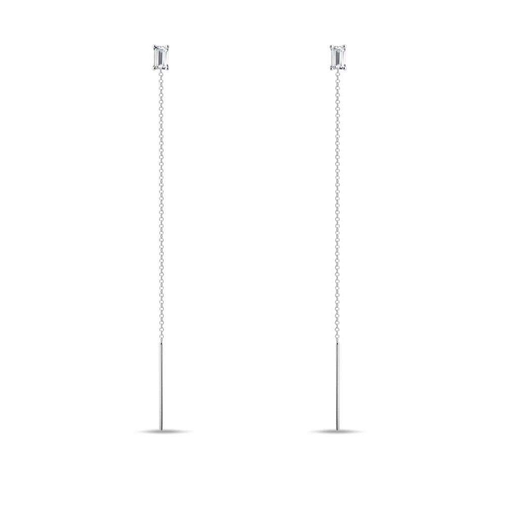 Dlouhé náušnice z bílého zlata s lab grown diamanty KLENOTA