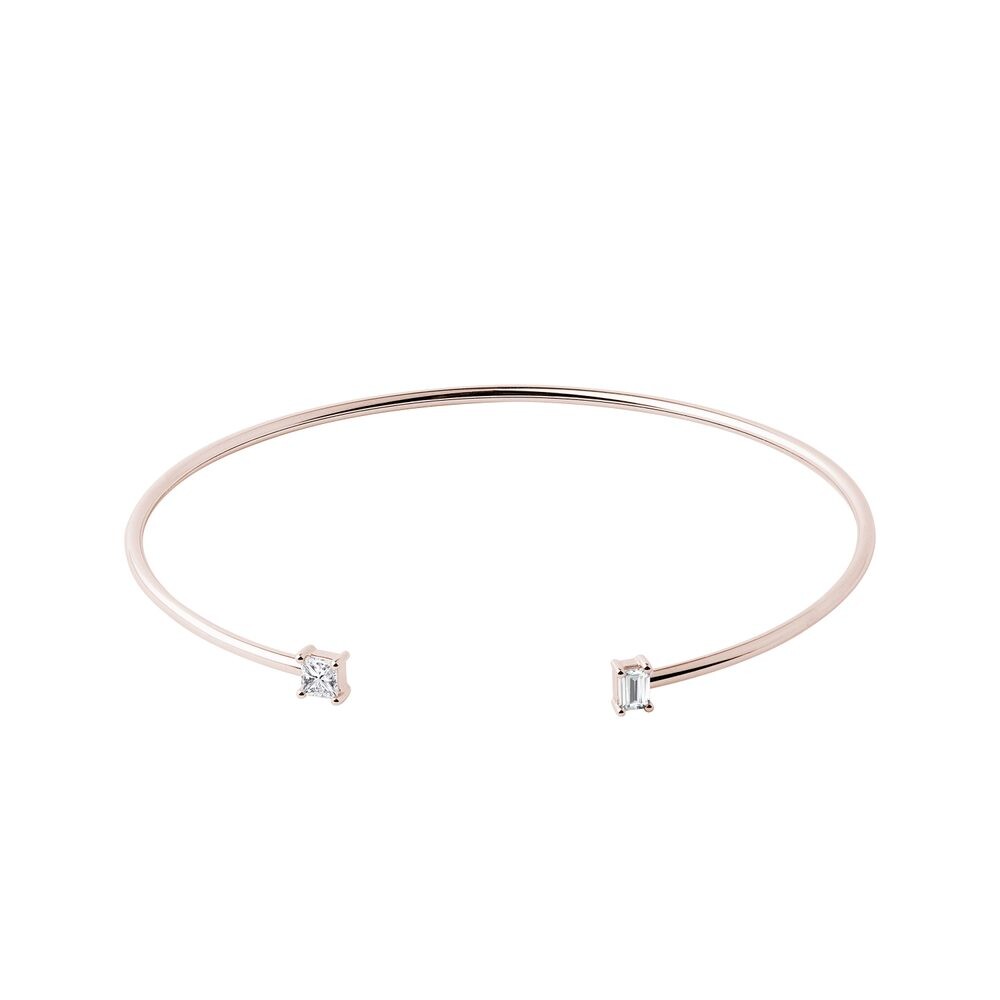 Pevný náramek s diamanty v růžovém 14k zlatě KLENOTA