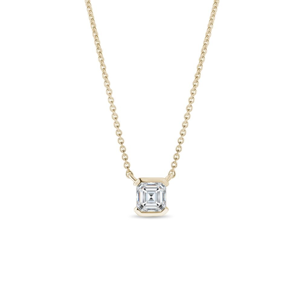 Náhrdelník s diamantem asscher ve žlutém zlatě KLENOTA