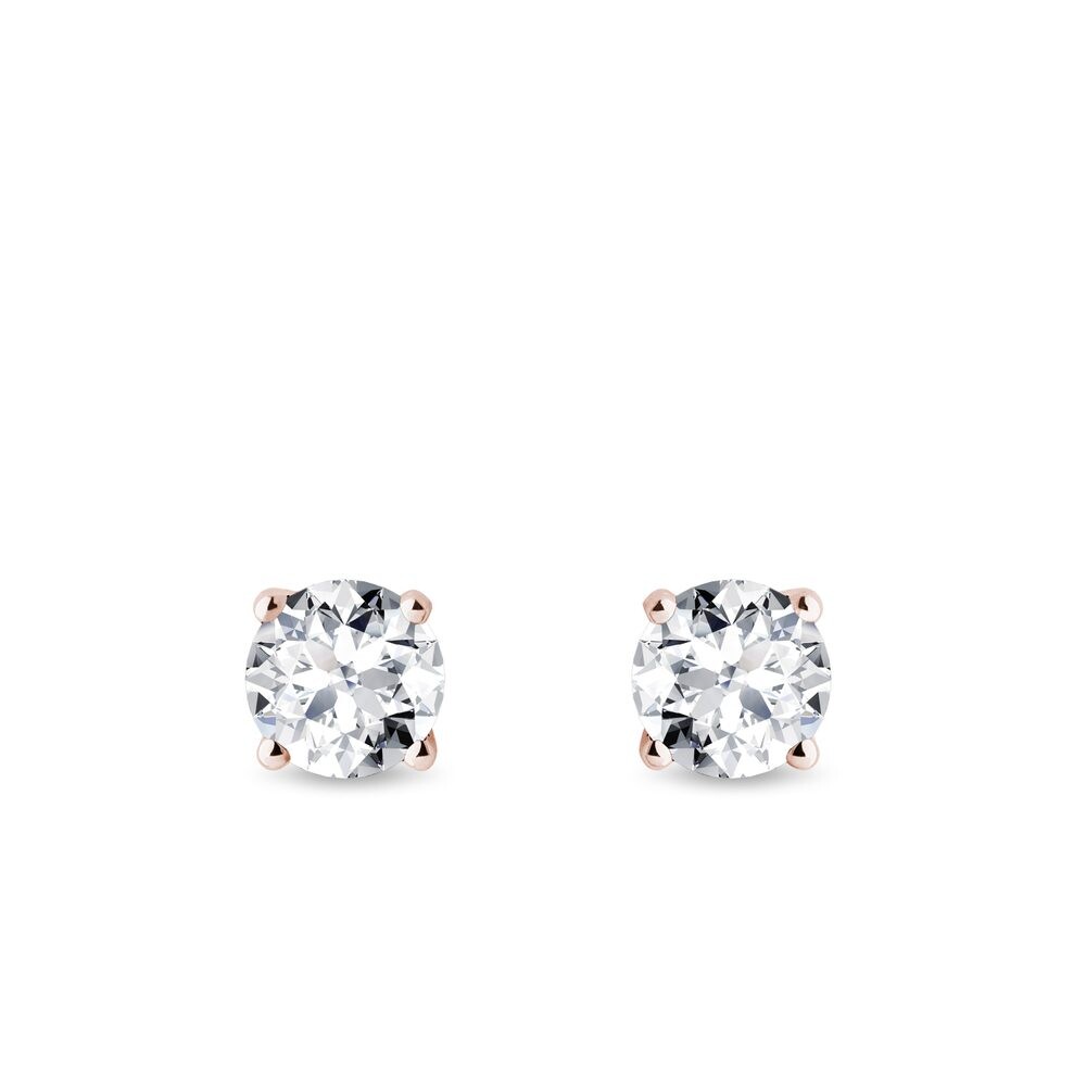 Luxusní 1ct briliantové náušnice z růžového zlata KLENOTA